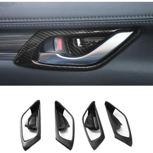 Carbon Fiber Style ABS Interior Door Handle Bowl Cover Trim for Mazda CX-5 CX5 2017 2018 Interior Accessories