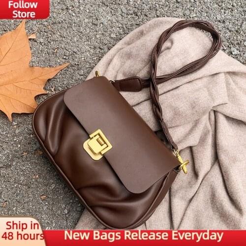 Folds Design 2021 Winter Shoulder Bags Soft PU Leather Fashion Handbags Small Zipper Crossbody Bags Hand Purse Travel Trending