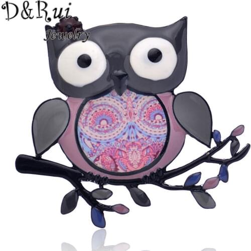 Vintage Enamel Brooches For Men And Women Gift Lovely Big-eyed Owl Branch Brooch Bird Pin Fashion Scarf Dress Jewelry New Design