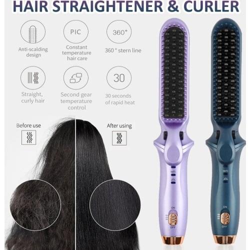 2-in-1 Hair Straightener and Curler with 2 Adjustable Temperature 30s Fast Heating Hair Styling Kit for All Hairstyles