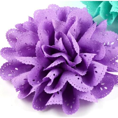 Yundfly 30PCS Fashion Big Mesh Eyelet Fabric Flower Artifical Flower for DIY Baby Girls Hair Accessories