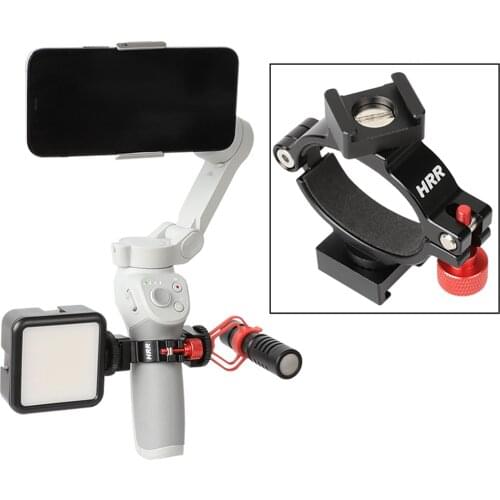 Ring Clamp Adapter for DJI OM4/OSMO Mobile 3 Gimbal Mount Extension Bar 2 Cold Shoe 1/4" Thread for Microphone LED Light Monitor