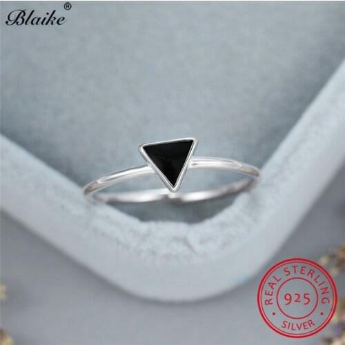 925 Sterling Silver Thin Rings For Women Open Adjustable Wedding Bands Minimalist Rings Cute Geometric Triangle Ring Jewelry