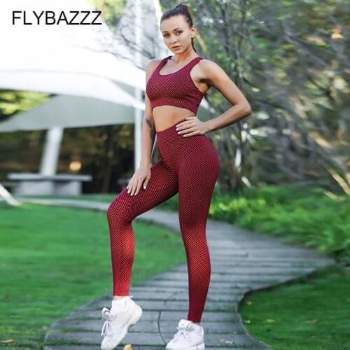 2019 New Energy Seamless Leggings+Strappy Bra 2 Piece Yoga Set Women Gym Fitness High Waist Yoga Leggings Set Running Sportswear