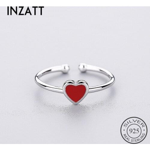 INZATT Romantic Red Heart Enamel Ring 925 Sterling Silver For Charm Women Wedding Party Fine Jewelry Fashion 2018 Cute Gifts