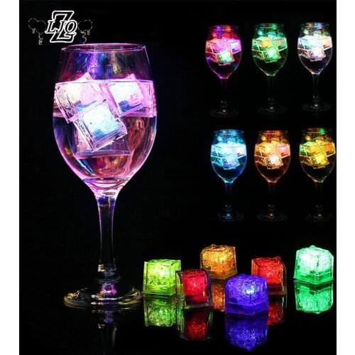 ZLJQ 2PCS Luminous Ice Cubes Led Flash Ice Drink Cup Sensor Glow Light for Wedding Party Bar Club Champagne Tower Holiday Decor