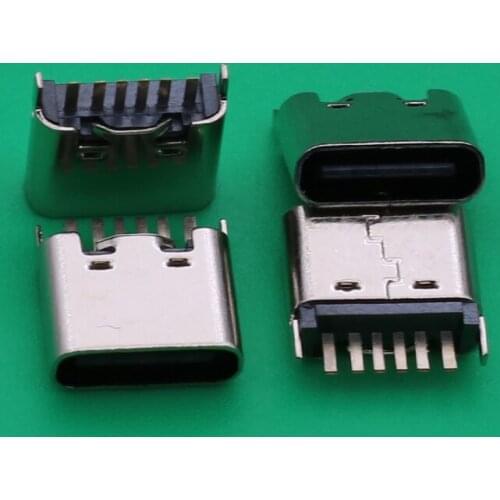 1Pcs/Lot Micro Usb Jack 3.1 Type-C 6Pin 180 Degree Female Connector For Mobile Phone Charging Port Charging Socket Good Quality