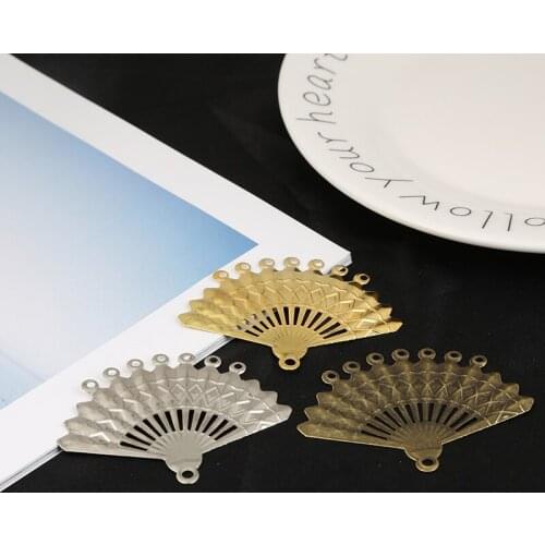 10pcs Gold/Bronze/Rhodium 44x57mm Fans Wraps Filigree Connectors Metal Craft For Jewelry Making DIY Accessories Charm Pendant