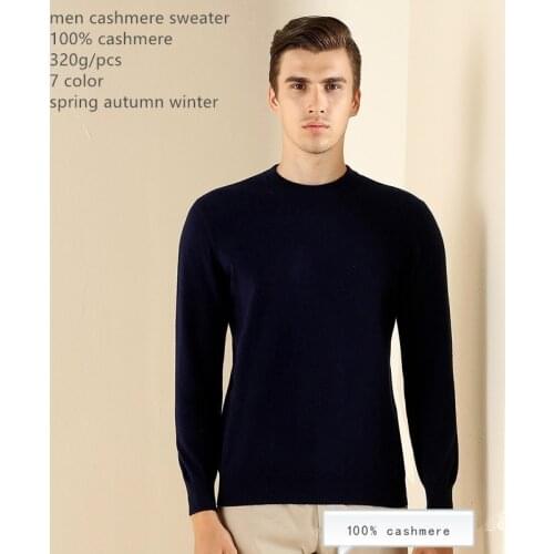 Naizaiga 100% cashmere o-neck pullovers solid thick deep blue grey wine red men sweaters , DPSM2