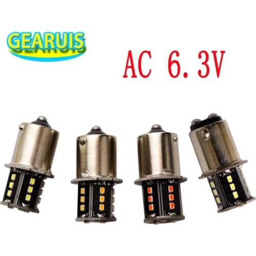 10X AC 6.3V Non polar 1156 BA1511157 BAY15D 18 SMD 2016 LED 5007 5008 led Lamp 1141 LED 6V Indicator light Bulb AC6V