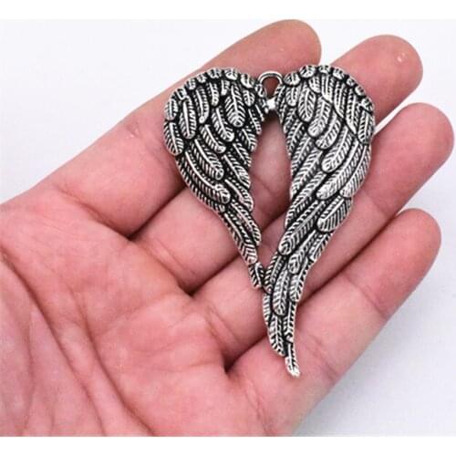 2pcs 68x47mm Antique Silver Plated Wings Charm Making DIY Handmade Jewelry