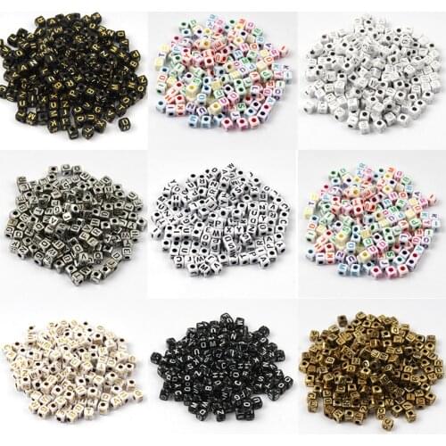 200Pcs 5mm Letter Beads Random Mixed Cubic Square Acrylic Alphabet Beads For Jewelry Making DIY Charms Bracelet Necklace