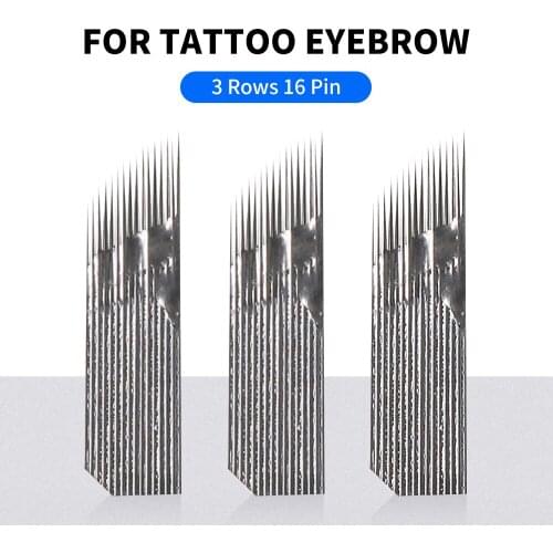 1Box 500Pcs 3 rows Line 16Pin Microblading laminas para tebori tNeedle Permanent Eyebrow Makeup Needle Blades