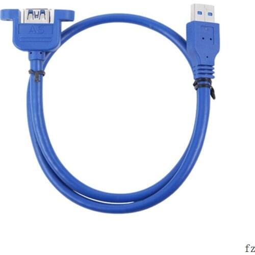 500 Pcs USB 3.0 Male to Female Adapter Extension Connector Cable With Panel Mount Screw Hole 0.6m