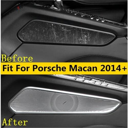 Car Accessories Central Control Shift Gear Panel Stereo Speaker Cover Trim Stainless Steel Interior For Porsche Macan 2014 -2020