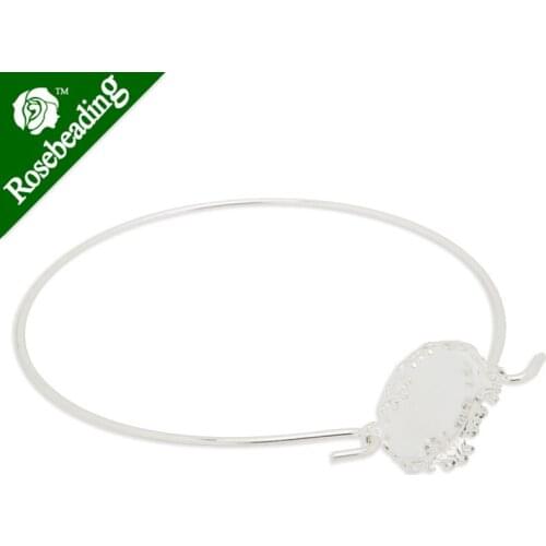 16mm Round Setting bracelet,Silver Plated,Brass,cuff bracelet blank,sold 10pcs/lot
