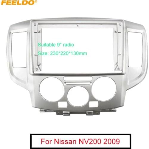 FEELDO Car Stereo 9 Inch Big Screen Fascia Frame Adapter For Nissan NV200 2Din Dash Audio Fitting Panel Frame Kit