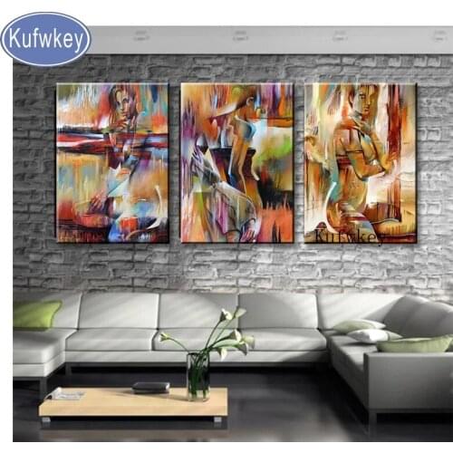 Fantasy lady diamond Mosaic triptych full diamond paintings Sexy Woman 5D Full Square round Diamond Embroidery sale,home decor