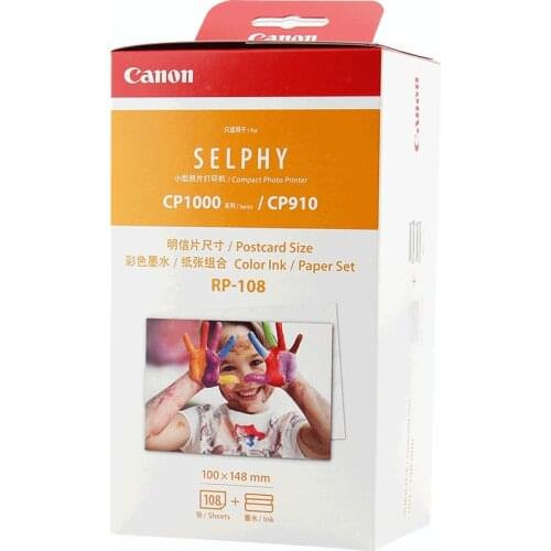 RP-108 Photo Papers 100*148mm Plus Ink Cartridge for Canon Selphy CP1200,CP910,CP1300 Photo Printer