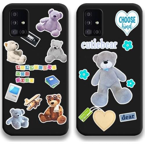 INS Cute Cartoon Graffiti Bear Korean Phone Case For Samsung Galaxy A21S A01 A11 A31 A81 A10 A20E A30 A40 A50 A70 A80 A71 A51