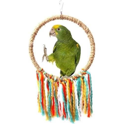 Bird Swing Toy Cotton Rope Bird Chewing Toy Sisal Parrot Toy Bird Perch Cockatiels Stand Parakeet Training Toy Bird Accessories