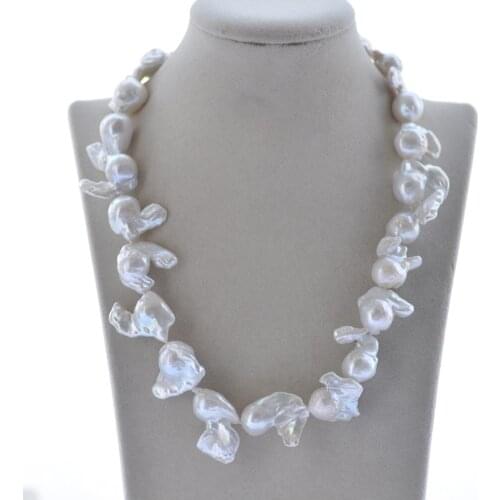 MCT·STAR Z10463 17"-24" 26mm White Baroque Reborn Keshi Pearl Necklace