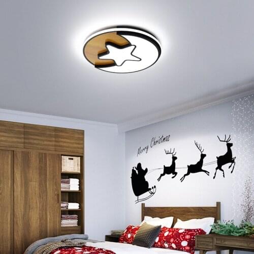 Creative star moon children room LED ceiling light contracted modern woodiness study bedroom light