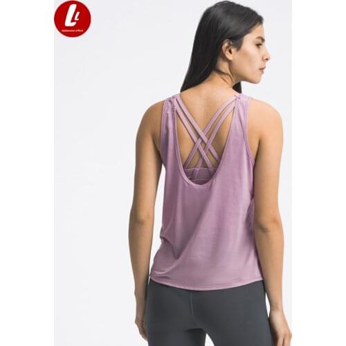 LULUBANANA 2 in 1 Loose U-back Workout Gym Tank Tops with Built in Bras Women Sweat Proof Lightweight Fitness Yoga Training Vest