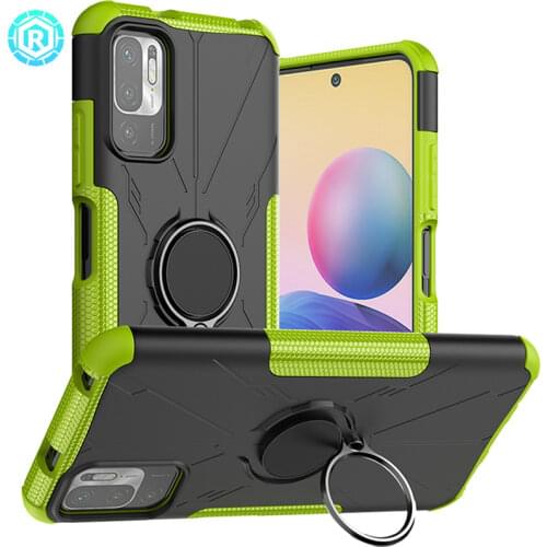Magnet Armor Shockproof Phone Case For Xiaomi 11 Lite 10t Lite Mi Poco M3 Redmi Note 10 5G 9t 9 Matte Texture Mecha Stand Cover