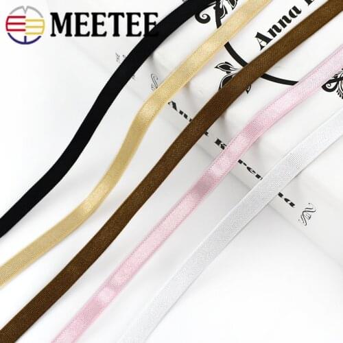Meetee 21/42M 8mm Elastic Band Bright Shoulder Strap for Underwear Bra Elasticity Bands Notebook Spring Bandage DIY Garment Sew