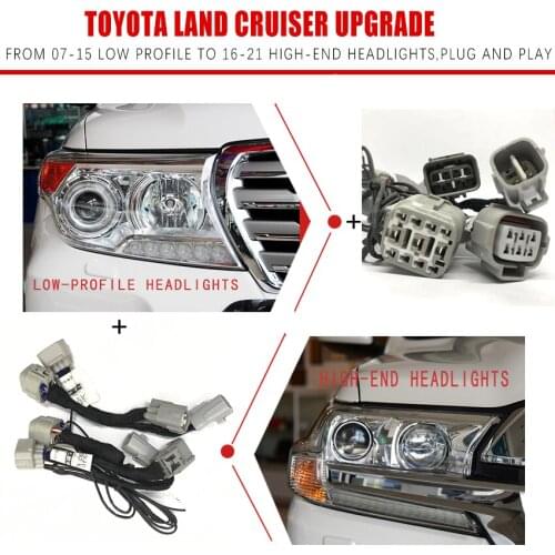 CZMOD Headlight Modification Upgrade Car Transfer Wire Harness For Toyota Land Cruiser From 07-15 Low-profile To 16-21 High-end