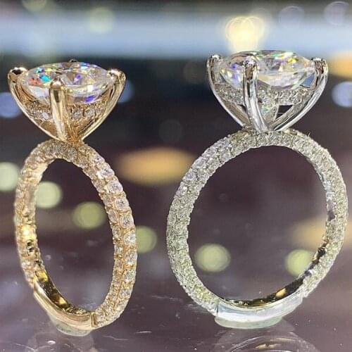 Fashion Shining 925 Sterling Silver In18K Gold White Diamond Ring Engagement Bridal Wedding Band Rings Fashion Jewelry