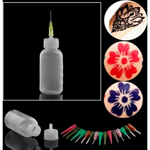 Fashion Henna Kit Applicator Bottle Paste Tattoo Body Art Nozzle Stickers Drawing Making Tool Set Body Tattoo Accessories