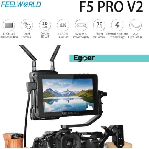 FEELWORLD F5 Pro V2 5.5 Inch Touch Screen DSLR Camera Field Monitor 3D LUT 4K On camera Monitor for DSLR Camera Gimbal