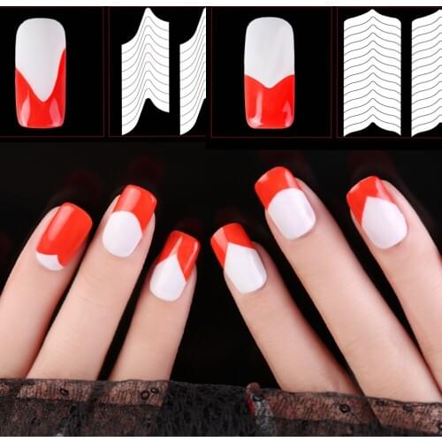 24 Style Nail Decals Hollow Stencil Guide Sticker Set French Gel Polish Tip Smile 3D Image Forming Shaping Strip Template