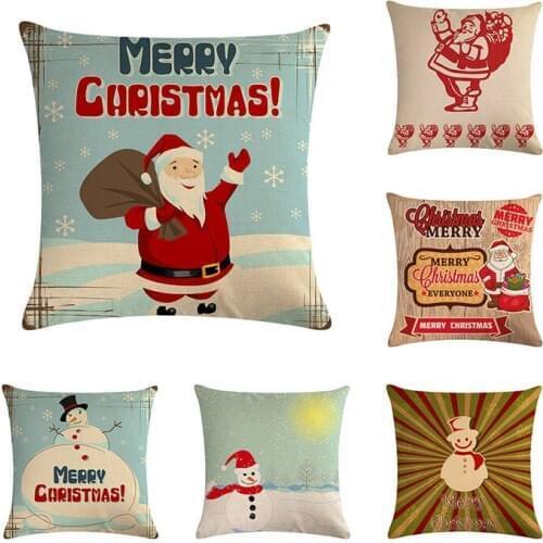 Snowman Cushion Cover Merry Christmas cojines decorativos para Santa avatar Deer Tree couch pillows farmhouse Pillowcase H739