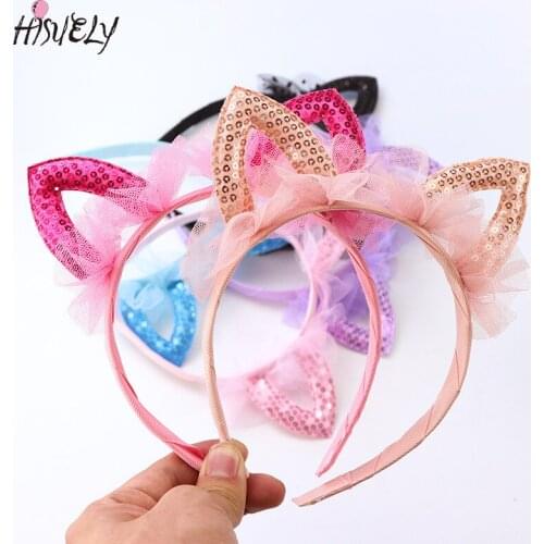 New Girls Cat-shaped Headband Fashion Simple Cute Fresh Lace Non-slip Headband Birthday Gift Headdress Hair Accessories JA208