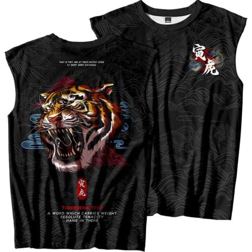 Couple Gyms Clothing Men Women Bodybuilding Tank Top Sleeveless Black Tiger Print Vest Sweatshirt Fitness Workout Sportswear
