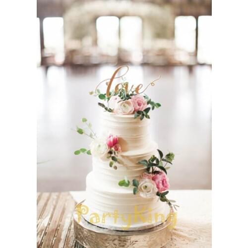 Personalized wedding cake topper' LOVE" Bing Gold Wedding Cake Topper free shipping birthday cake toppers party cake decorations
