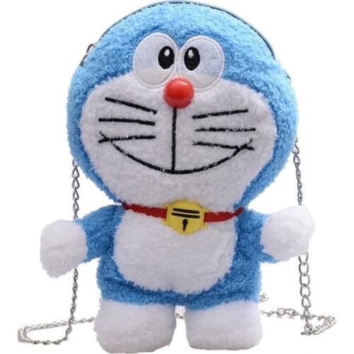 3 Colors Cartoon Pink Doraemon Plush Backpack Cute Doraemon Backpacks Stuffed Plush Dolls for Girls Bags Soft Gift Blue Cat