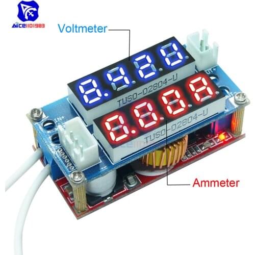 5A Step Down Charging Module Constant Voltage Constant Current Buck Boost with Blue & Red LED Digit Display Voltmeter Ammeter