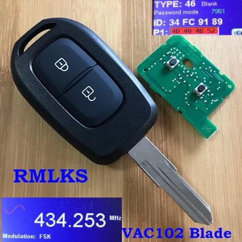2 Buttons Remote Car Key 433MHz PCF7961M HITAG AES Chip For Renault Sandero Dacia Logan Lodgy Dokker Duster 2016 No mark