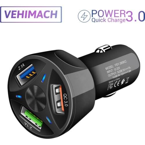 QC3.0 Quick Car Charger 3 Ports USB Charge 12V/24V Input 5V Output Universal Mobile Phone Fast Charge Power Adapter Car Products