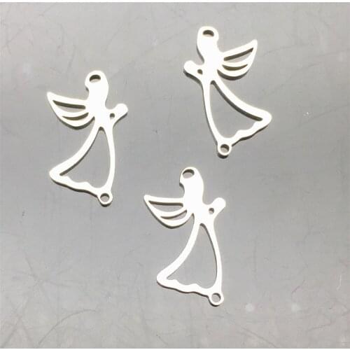 Stainless Steel Connectors 10pcs Bright Silver Fairy angel Madonna Charm Necklace Connector Diy Bracelet Jewelry Make Finding