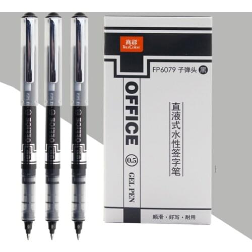 Truecolor High-capacity straight liquid pen 0.5mm bullet student pen black office signature pen