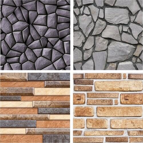 3D Self-adhesive Wallpaper PVC Waterproof Stone Brick Wall Sticker Living Room TV background Wall Paper Home Decoration Stickers