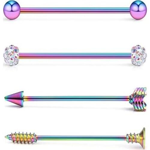 TIANCIFBYJS 4-10pcs/set Stainless 14G Industrial Barbell Cartilage Earrings Tragus Helix Ear Stud Body Piercing Jewelry 4-12pcs