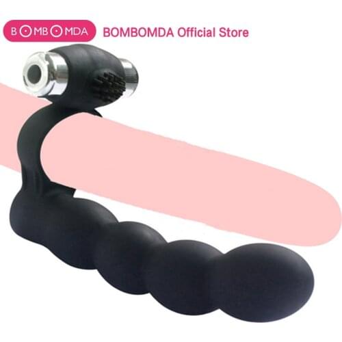Strap on Anal Beads Penis Vibrating Ring Double Penetration Strapon Dildo G spot Vibrators Silicone Butt plug Sex Toys For Man