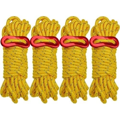 4x4m Reflective Paracord Outdoor Camping Tent Wind Rope 3mm Sun Shelter Awning with Aluminum Alloy 3 Holes Buckle Adjuster XR998