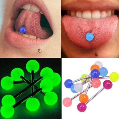 10pc/lot Luminous Glow Tongue Rings Stud Nipple Ring Piercing Barbell Bar Acrylic Cartilage Helix for Women Fashion Body Jewelry